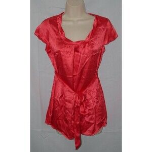 Dark Coral Sz Small Maternity Silky Casual or Dress Belted Shirt MOTHERHOOD